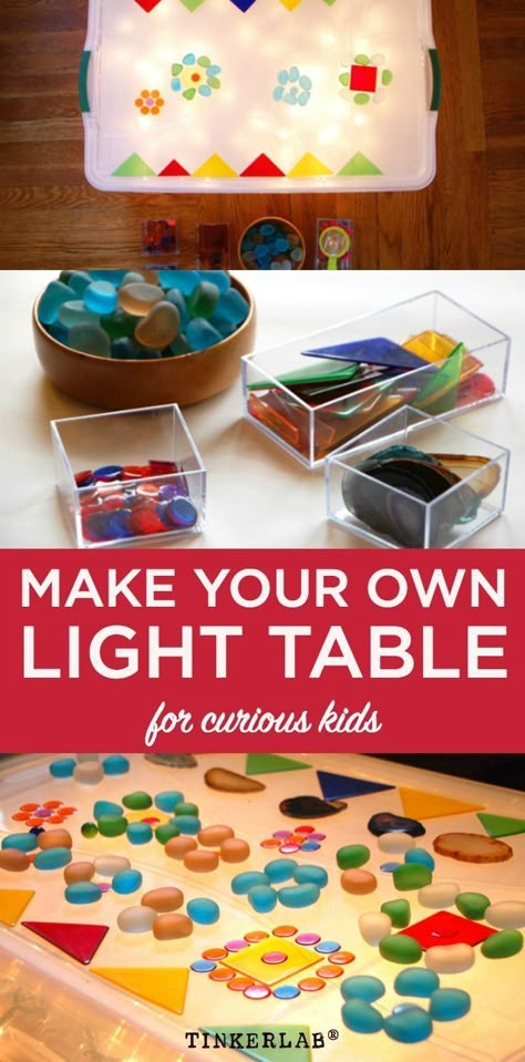 Dead simple. How to make your own (easy) diy light table for curious and creative kids. Light Table For Kids, Diy Kids Art Table, Light Box Activities, Diy Light Table, Kids Art Table, Diy Kids Art, Diy Light, Sensory Table, Kids Lighting