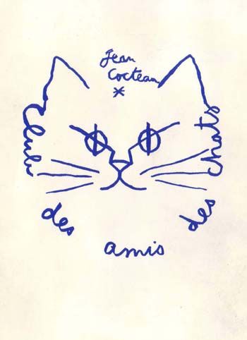 Club des Amis des Chats - Jean Cocteau. Jean Cocteau, Cats Illustration, Art And Illustration, Cat Illustration, A Drawing, Crazy Cat Lady, Crazy Cats, The Words, Cat Art