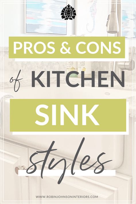 If you're shopping for a new sink there are many options to choose from, and individual style and design elements should be closely considered when picking the perfect one that'll work for both you and your family. But no worries! I've broken down the pros and cons of each sink type today on the blog so you can be sure to find one you'll love for years to come! Single Bowl Kitchen Sink Drop In, Trending Kitchen Sinks 2023, Kitchen Sinks 2024, Porcelain Sink Kitchen, Types Of Kitchen Sinks, Sink Trends, Kitchen Sink Options, Sink Styles, Sink Options