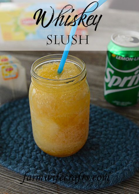 Whiskey Frozen Drinks, Whiskey Slush Frozen, Alcohol Slushies Recipes Frozen Drinks, Whiskey Slush Recipe, Frozen Alcoholic Drinks Recipes, Vodka Slush Recipe, Bourbon Slush Recipe, Whiskey Slush, Alcoholic Slush Recipes