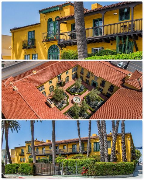 Casa Laguna is one of eight courtyard apartment buildings designed by husband-and-wife team Arthur and Nina Zwebell in the Spanish Revival style. The 18 apartment complex was built in the Los Feliz neighborhood of Los Angeles in 1928. Visit #SoCalLandmarks at https://socallandmarks.com/ Los Angeles Townhouse, Spanish Townhouse, La Apartment Exterior, Courtyard Apartment Building, Los Angeles Apartment Exterior, Spanish Apartment Exterior, Mexico City House Exterior, Apartment Complex Exterior, Spanish Style Apartment Building