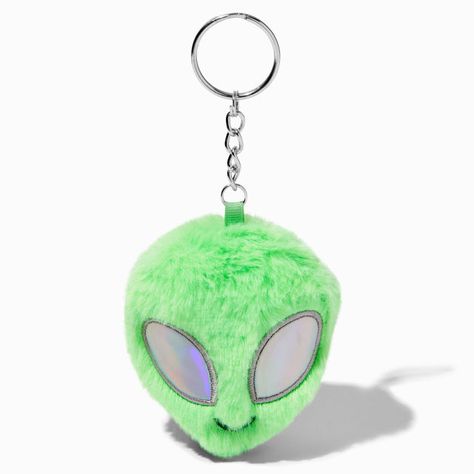 Alien Clothes, Alien Plush, Space Grunge, Pom Keychain, Alien Aesthetic, Alien Head, Jewelry Hair Accessories, Green Alien, Pom Pom Keychain