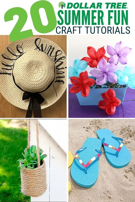 These Dollar Tree craft ideas are perfect for summer fun! Click here for 20 Summer Fun Crafts for Adults each with a step by step tutorial. #thecraftyblogstalker #dollartree #summercrafts #craftsforadults 15 Minute Crafts For Adults, Summer Fun Crafts, Craft Ideas For Summer, Fun Crafts For Adults, Dollar Tree Craft Ideas, Tree Craft Ideas, June Crafts, Luau Theme, Summer Craft