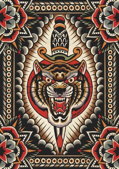 Traditional Tattoos American, Traditional Tattoo Wallpaper, Tattoos American Traditional, Traditional Panther Tattoo, American Traditional Sleeve, Salon Tattoo, Tattoo Wall Art, Tattoo Wallpaper, American Traditional Tattoos