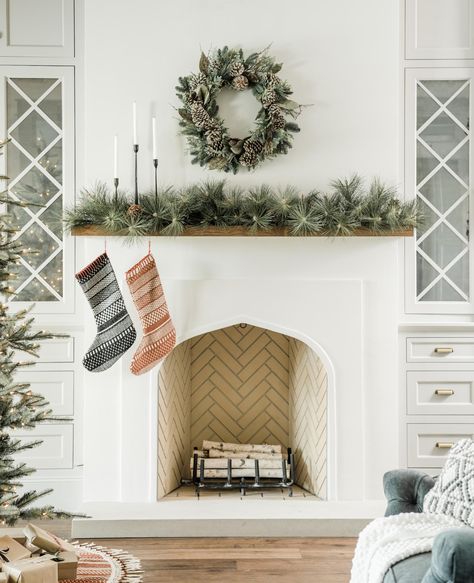 How to Decorate with Garland | Magnolia | Chip & Joanna Gaines | Waco, TX | Mantel | Magnolia Market | Joanna Gaines Christmas Decor, Joanna Gaines Christmas, Diy Christmas Fireplace, Christmas Mantles, Mantel Design, Christmas Fireplace Decor, Magnolia Market, Christmas Mantel Decorations, Christmas Mantle