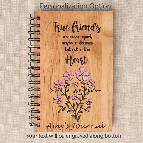 Wood Cover Journal, Personalized Crafts, Wood Journal, Wooden Notebooks, Cnc Engraving, Laser Engraved Ideas, Paper Wall Hanging, Doodles Drawings, Wall Hanging Crafts