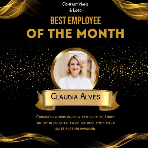 Employee Of The Year Poster, Appreciation Post Template, Best Employee Award, Work Event Ideas, Congratulations On Your Achievement, Instagram Small Business, Contest Poster, Best Employee, Award Poster