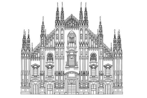 Illustration about Vector sketch of Duomo cathedral in Milan. Illustration of medieval, europe, sketch - 208878908 Milan Cathedral Sketch, Milan Cathedral Drawing, Europe Sketch, Milan Illustration, Cathedral Tattoo, Duomo Cathedral, Milan Cathedral, Happy New Year Message, Drawing Pictures