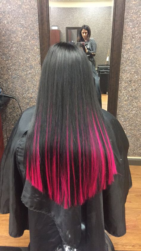 Pink Extensions Hot Pink Extensions, Pink Tape In Hair Extensions, Hot Pink Hair Extensions, Pink Extensions, Pink Hair Extensions, Witchy Hair, Pink And Black Hair, Pink Ombre Hair, Peinados Hair Styles