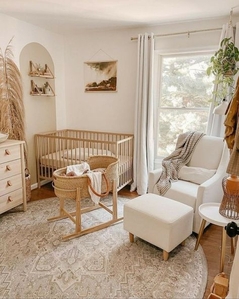 #nursery #babyroom #ikeanursery Moses Basket Bassinet, Baby Nursery Inspiration, Minimalist Nursery, Baby Room Neutral, Baby Nursery Neutral, Nursery Room Design, Baby Room Inspiration, Nursery Room Inspiration, Baby Room Design