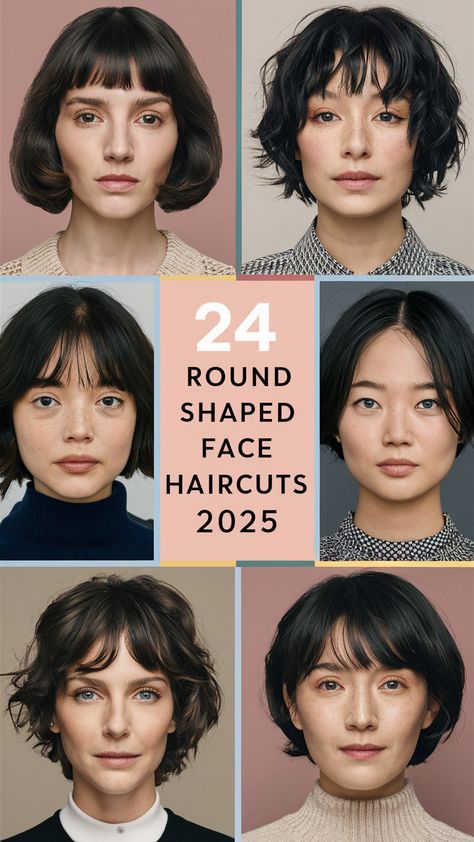 Effortlessly Stylish Short Hair with Bangs for Every Face Shape Chin Bob Hairstyles, Long Curly Hair With Layers, Round Face Haircuts Medium, Curly Hair With Layers, Best Haircuts For Round Faces, Round Face Curly Hair, Square Face Short Hair, Haircuts For Round Face Shape, Hair For Round Face Shape