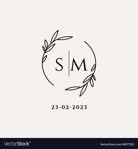 Sm Logo Design, Sm Logo, Leaf Frame, Wedding Logo Monogram, Frame Vector, Monogram Logo Design, Wedding Monogram, Monogram Wedding, Monogram Logo