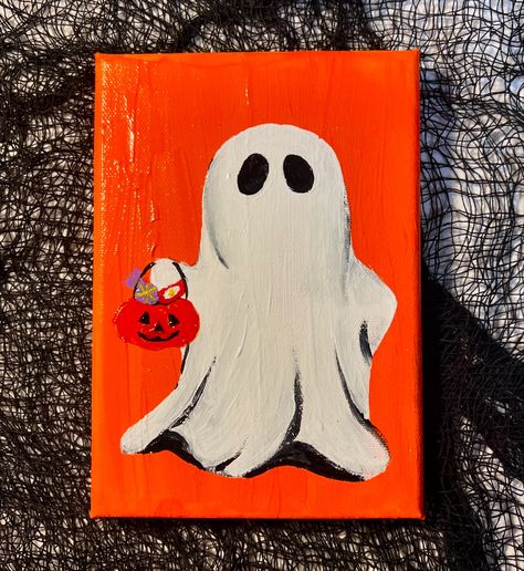 it’s finally HALLOWEEN 🎃 👻 . even with no inspiration i could definitely draw halloween stuff 24/7 . . . #art #artist #artistoninstagram #instaartist #illustrationartists #sketch #painting #acrylic #canvas #canvaspainting #canvasart #halloween #halloweenart #ghost #pumpkin Pop Art Pumpkin, Halloween Paintings On Canvas, Pumpkin Inspo, Draw Halloween, Halloween Canvas Art, Easy Canvas, Easy Canvas Art, Halloween Painting, Paintings On Canvas