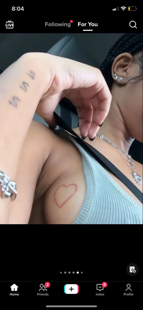 Small Tattoos Hidden, Tattoo Below Breast, Hidden Tattoos For Women, Side Chest Tattoo Female, Side Breast Tattoo, Breast Tattoos For Women, Side Tattoos Women, Tattoos On Side Ribs, Red Heart Tattoos