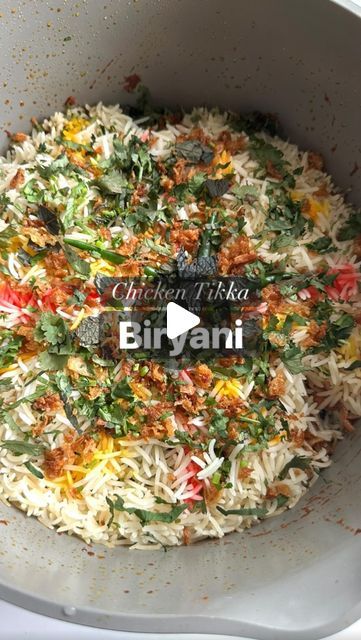 Kausar Raja on Instagram: "Chicken Tikka Biryani Recipe ⬇️

(Serves 5-6) 

2 cups rice 
750g Boneless chicken

- For the marinade:
1 Cup yoghurt
1 Tbsp garlic ginger paste
Juice of 1/2 lemon
1.5 tsp red chilli powder
1-1.5 tsp salt (or to taste) 
2 tsp ground coriander powder
2 tsp ground cumin powder
1 tsp garam masala
1 tsp dried fenugreek leaves
1/2 tsp turmeric powder 
1/2 tsp cardamom powder
1/2 tsp cinnamon powder
Pinch red food colouring for the chicken only (optional)

- For the masala:
4 Tbsp Oil
1 large onion
3 Tomatoes blended or 1/2 cup passata
1/2 of the above marinade
1/2 cup water 

- For boiling the rice:
2 bay leaves
3 green cardamom pods
1 cinnamon stick
2 black peppercorns
1 star anise

- For layering:
Fresh coriander
Fresh mint 
Fried onions
Fresh green chillis (optiona Tikka Biryani Recipe, Biryani Rice Recipe, Chicken Tikka Biryani, Orange Food, Biryani Rice, Cardamom Pods, Ginger Paste, Green Cardamom, Red Chilli Powder