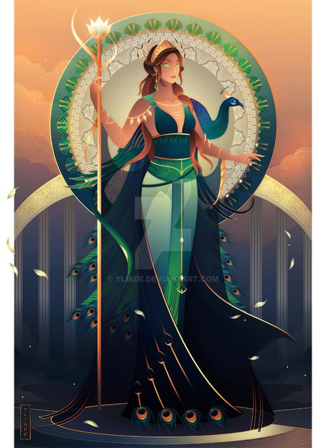 Hera ~ Greek Mythology by Yliade on DeviantArt Hera Goddess, Greek Goddess Art, Greek Pantheon, Greek Mythology Gods, Greek Gods And Goddesses, Greek And Roman Mythology, Greek Mythology Art, Roman Mythology, Mythology Art