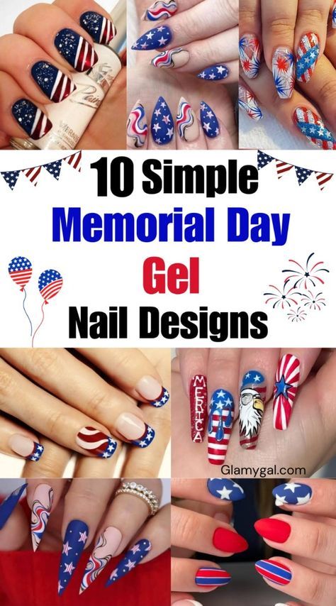 Memorial Day Gel Nail Designs, Memorial Day Nail Art, Memorial Day Nails Gel, Patriotic Nail Designs, Memorial Day Nails, American Flag Nails, Nail Designs Cute, Firework Nail Art, Blue Toe Nails