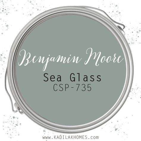 Sea Glass paint color CSP-735 by Benjamin Moore. See how this color was used in a Ranch Style Dream House Tour on our BLOG! #fixerupperpaint #CSP-735 #benjaminmoore #benjaminmoorepaint #greenpaint #lightgreenpaint Sea Glass Paint, Dream House Tour, Light Green Paint, Farmhouse Paint, Benjamin Moore Paint, Glass Paint, Room Paint Colors, Up House, Interior Paint Colors