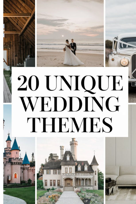 20 wedding themes Wedding Themes 2025, Elegant Theme Wedding, Castle Wedding Theme, Weddings By Season, August Wedding Ideas, Wedding Theme Ideas Elegant, Wedding Concept Ideas, Wedding Mood Board Ideas, Different Wedding Themes