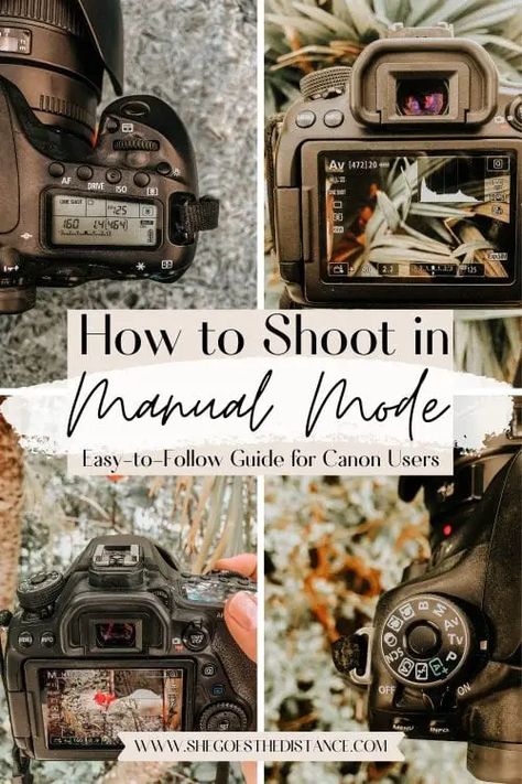 How to Shoot in Manual Mode on a Canon DSLR: An Easy To Use Guide - She Goes The Distance Photography Settings Cheat Sheets Canon, What Is Aperture In Photography, Photo Settings Cheat Sheet, Camera Manual Mode Cheat Sheet, Camera Setting Cheat Sheet, Dslr For Beginners, Manual Settings Cheat Sheet, Canon Camera Settings For Portraits, Dslr Camera Settings