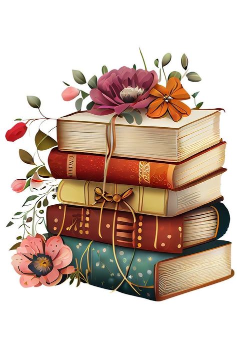 Books With Flowers, Clipart Aesthetic, Aesthetic Clipart, Black And White Clipart, Clipart Flowers, Book Flowers, Background Clipart, Book Wallpaper, Flowers Aesthetic