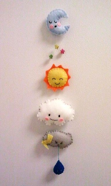 Felt Weather, Felt Magnet, Felt Mobile, Felt Patterns, Felt Diy, Felt Toys, Felt Ornaments, Felt Art, Felt Animals