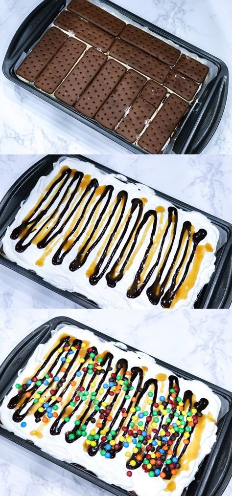 Ice Cream Sandwich Cake | The EASIEST Ice Cream Cake Recipe Ever! Easy Ice Cream Sandwich Cake, Ice Cream Sandwich Cake Recipe, Kids Dinners, Ice Cream Sandwich Dessert, Sandwich Dessert, Easy Ice Cream Sandwiches, Cream Sandwich Cake, Homemade Ice Cream Sandwiches, August Birthdays