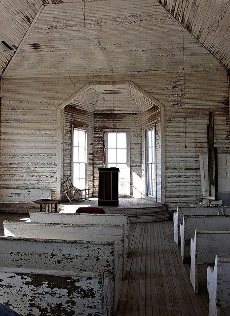 could go two ways, they stumble upon an abandoned church that is clean and its obvious people have turned it into some type of pilgrimage or its dirty and cluttered a sign that no one has faith anymore....either way I'm sure my Jack will have some spiritual moment there. Abandoned Churches, Old Country Churches, Abandoned Church, Church Interior, Old Churches, Southern Gothic, Country Church, Abandoned Mansions, Church Building