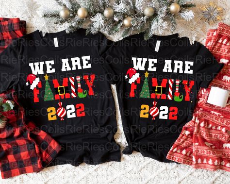 Christmas Shirts For Grandparents, Family Christmas T-shirt, We Are Family Christmas Shirts, Christmas Family Theme Outfit, Family Christmas Tshirt Ideas, Christmas T Shirt Ideas Family, Diy Christmas Shirts For Family, Christmas Tshirt Ideas Family, Christmas Family Shirts Ideas