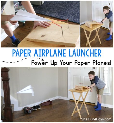 Power up your Planes with a Paper Airplane Launcher - Frugal Fun For Boys and Girls Paper Airplane Launcher, Airplane Launcher, Make A Paper Airplane, Space Unit, Space Camp, Maker Space, Science Club, Airplane Party, Kids Ministry