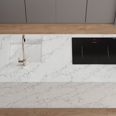 7533 Michelangelo by Quantra Countertop Cooking, Quantum Quartz, Engineered Stone, Quartz Countertops, Art Forms, The Kitchen, Countertops, Off White, White