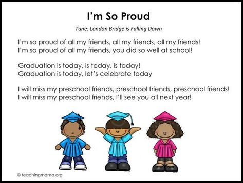 Preschool Graduation Songs - Free Printables & More Ideas Song Lyric Graduation Cap, Graduation Songs For Kids, Preschool Graduation Speech, Graduation Speech Ideas, Preschool Graduation Poems, Goodbye Songs, Preschool Graduation Songs, Preschool Graduation Ideas, Graduation Preschool