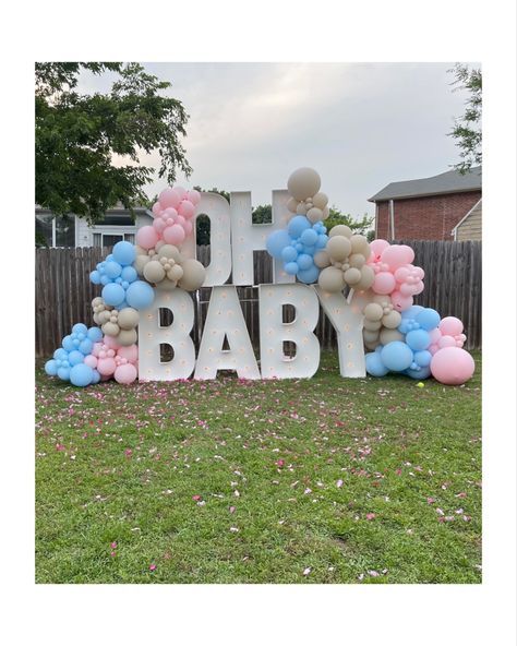 OH BABY! Gender reveal idea with balloons and marquees. Loved creating this look! It’s a girl! 🎀 Loved this set up! Perfect shade of pink, blue and neutral. 😍 #dfwgenderreveals #dallasballoons #ohbaby #ohbabymarqueeletters #dfwballoons #heorshewhatwillitbe #ohbabygenderreveal #sempertex #sempertexballoons #ohbabymarquee #ohbaby Oh Baby Gender Reveal, Cotton Candy Cart, Gender Reveal Boy, Party Balloons Diy, Gender Reveal Themes, Candy Cart, Shower Cookies, Baby Gender Reveal Party, Gender Reveal Decorations