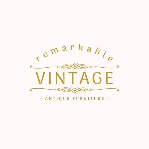 Gold Elegant vintage furniture shop logo #canva #bloomanna #template #logo #trendy #editable #branding #identity #feminine #ladyboss #studio #beauty #wedding #vintage #retro #antique #interior #architecture #old #furniture Ornate Logo Design, Antique Store Logo, Vintage Store Branding, Furniture Shop Logo, Money Moodboard, Vintage Logo Maker, Motorcycles Logo Design, Antique Logo, Vintage Coffee Shops