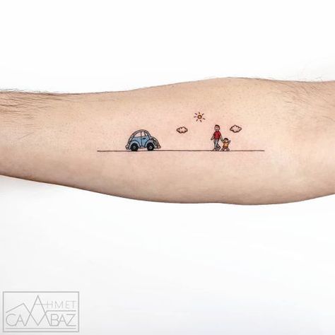 Vw Tattoo, Bicep Tattoos, Beetle Tattoo, Bicycle Tattoo, Famous Tattoo Artists, Colorful Tattoos, Bug Tattoo, Explore Tattoo, Car Tattoos