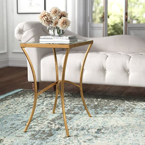 Rosdorf Park Arbor Lake End Table | Wayfair Gold End Table, Glass End Table, Glass Top End Tables, Nesting End Tables, Kelly Clarkson Home, Glass End Tables, Sofa Review, Living Room End Tables, Kelly Clarkson