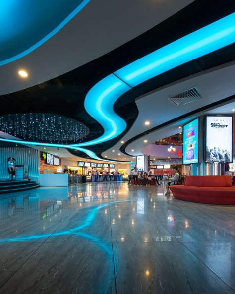 CGV Cresent Mall - OBA Cinema Lobby Design, Vivo City Singapore, Cinema Interior Design, Corridor Storage, Cinema Lobby, Space Projector, Vivo City, Cinema Hall, Cinema Architecture