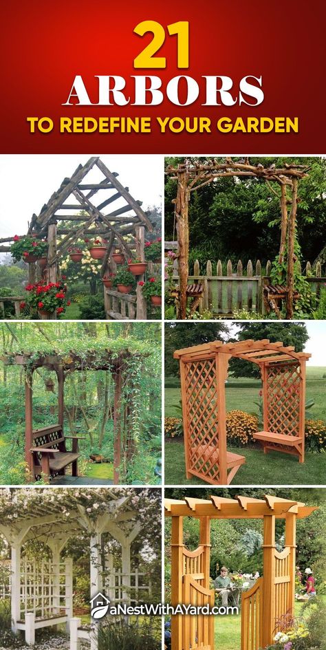 Front Arbor Entrance, Wood Arbor Garden, Wooden Arbor Ideas, Arbor Ideas Garden, Diy Arbor Garden, Garden Arbors Ideas Backyards, Diy Arbor Trellis, Garden Archway Ideas, Arbour Garden Ideas