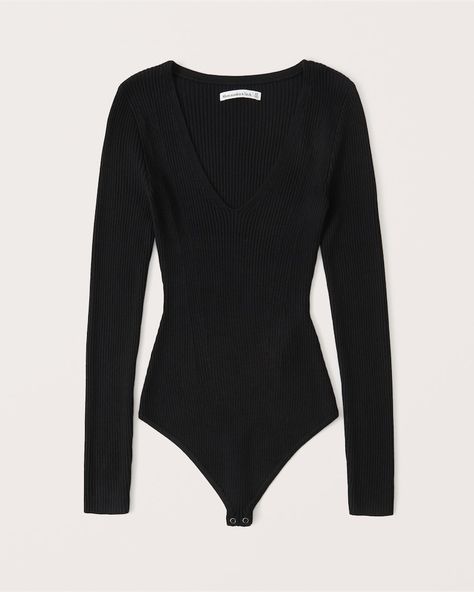 Ribbed Knit Bodysuit, Bodysuit Tops, Knit Bodysuit, American Clothing, Beauty Clothes, Cute Simple Outfits, Dream Clothes, Long Sleeve Bodysuit, Women's Tops