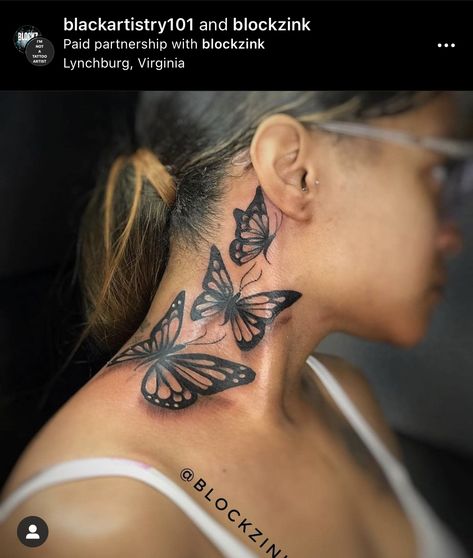 Butterfly Neck Tattoo, Believe Tattoos, Crazy Tattoos, Cute Hand Tattoos, Pretty Hand Tattoos, Neck Tattoos Women, Butterfly Tattoos For Women, Tattoos For Women Flowers, Tattoos For Women Half Sleeve