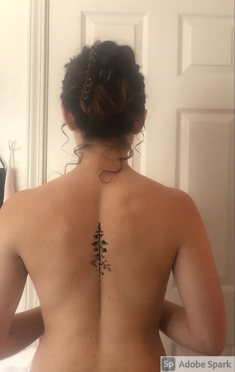 Willow Tree Spine Tattoo, Spine Tattoos Nature, Tree Spine Tattoos For Women, Spine Tattoo Tree, Back Tree Tattoo Women, Botanical Spine Tattoo, Plant Spine Tattoo, Tree Tattoo Spine, Back Tattoo Tree