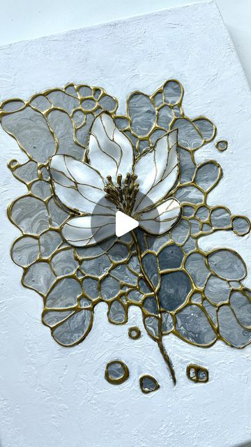 Mii Paintings on Instagram: "Hello April. New creative fluidart tutorial is out on my Patreon (link is in my bio). This time I also tried to use hot glue gun to achieve the final look. #fluidart #painting #creative #art #flower #gold #golden #cells #hotglue #acrylicpour #pouring #love" Painting With Hot Glue, Easy Wall Painting Ideas Creative, Hot Glue Art On Canvas Diy, Hot Glue Painting, Hot Glue Crafts, 3d Painting On Canvas, Hot Glue Art, Glue Art, Hello April