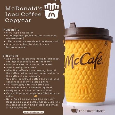 Iced Coffee Recipe Mcdonalds, Mcdonald’s Caramel Ice Coffee, Decaf Coffee Recipes, Kahlua Baileys Drinks, Coffee Shop Plan, Mcdonalds Iced Coffee, Mcdonalds Copycat Recipes, Coffee Starbucks Drinks, Homemade Coffee Creamer Recipe