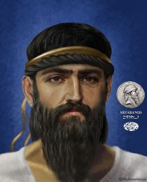 One of the Parthian kings Iranian Soldier, Sinners And Saints, Parthian Empire, Ancient Iran, King Of Persia, Persian Warrior, Ancient Kings, The Servant, Historical Illustration