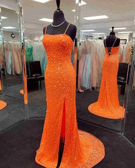 Orange Prom Dress, Orange Prom Dresses, Sequin Prom Dress, Cute Prom Dresses, Pretty Prom Dresses, Custom Size Dresses, Hoco Dresses, Long Prom Dress, Custom Dresses