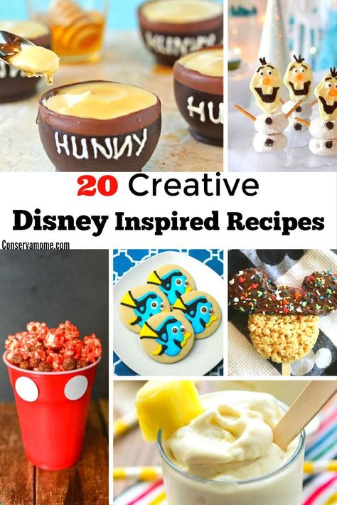 A fun Round up of Disney Inspired Recipes ready to bring the Disney Magic home. Easy and delicious these treats will a huge hit wherever you take them. Disney Theme Breakfast, Disney Cruise Food Recipes, Diy Disney Snacks, Disney Inspired Appetizers, Easy Disney Recipes, Disney Themed Potluck, Disney Snacks At Home, Disney Theme Desserts, Disney Cheesecake