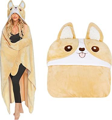 Look at this. Oh my... This looks so dang cozy! Grab yours here and stay nice and toasty! Commissions may be earned. Fluffy Corgi, Corgi Mom, Corgi Gifts, Girlfriend Christmas, Teen Girl Room, Corgi Funny, Fuzzy Blanket, Blanket Hoodie, Cute Corgi