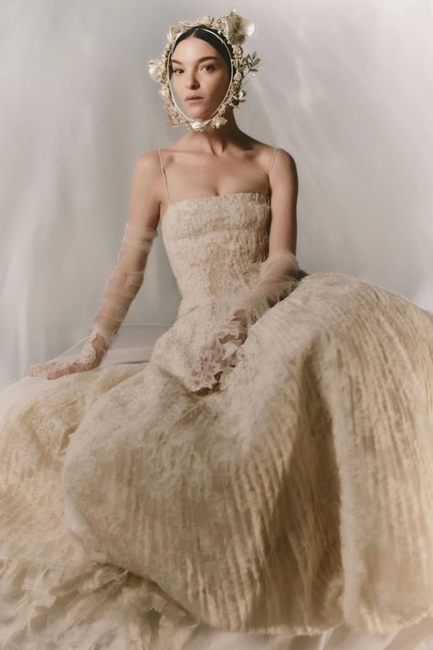 Danielle Frankel Fall 2024 Ready-to-Wear Collection | Vogue Danielle Frankel, Sheer Slip Dress, Goddess Gown, Dress Painting, Classic Brides, Beach Bride, Draped Skirt, Bridal Fashion Week, Next Clothes