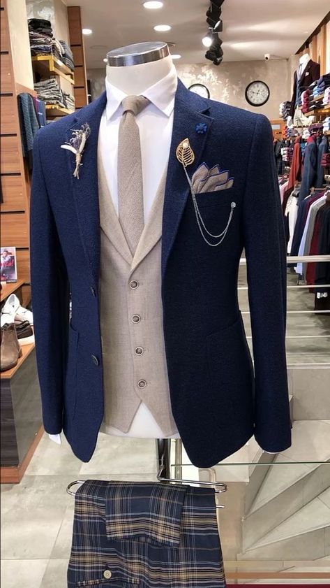 Court Design For Men, Wedding Suits Groom Navy Blue, Wedding Court For Men, Court Suit For Men, 3 Pcs Suit Men, Blazer Outfits Men Wedding, Blue Blazer Outfit Men, Navy Blue Suit Men, Navy Blue Suits