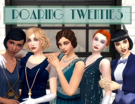 Sims Face, 50s Hair, Sims 4 Decades Challenge, Flapper Hair, 1920s Hair, 1920s Outfits, Sims 4 Cc Makeup, 4 Characters, Sims 4 Characters